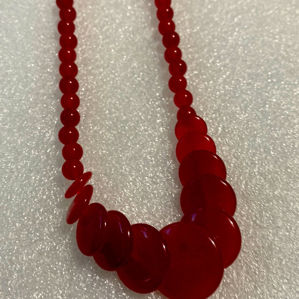 16 inches red Brazil jade necklace